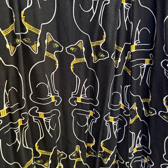 Black Dress with Cat Print - Picture 2 of 4